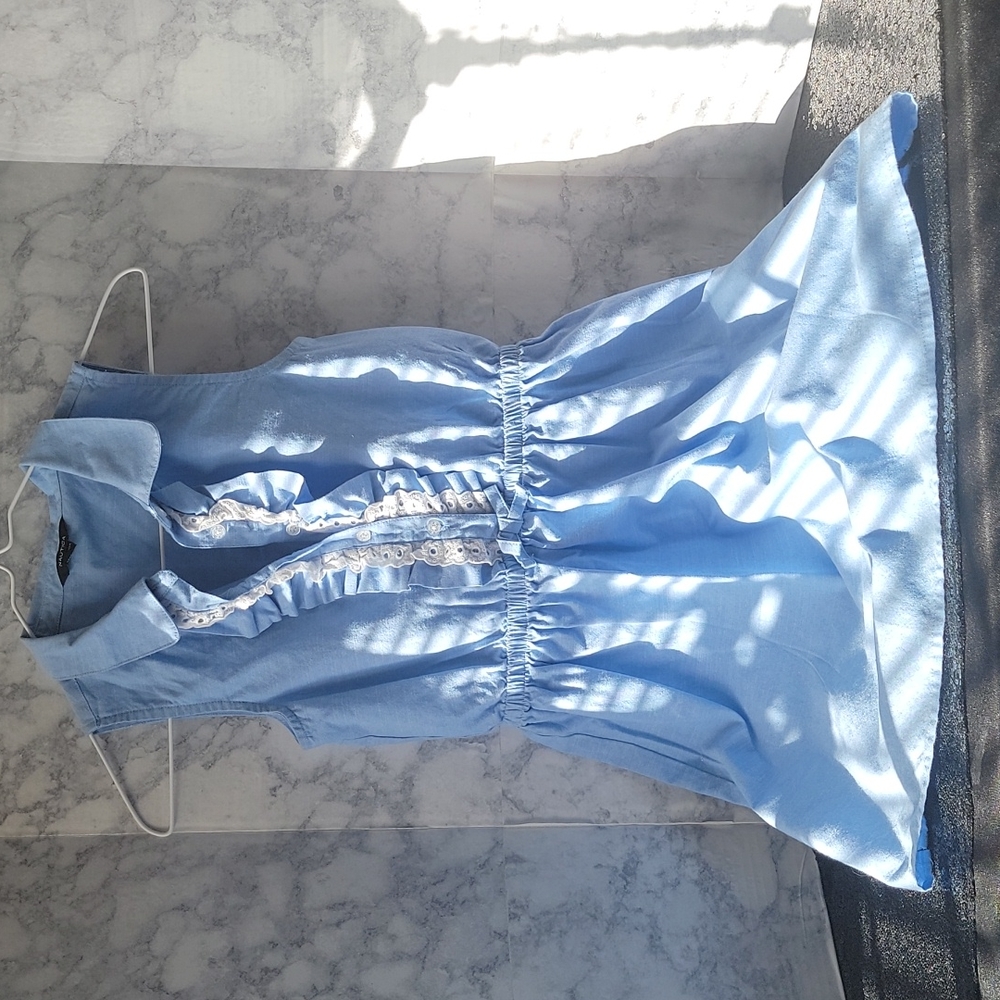 Nautica Dress Girl's Size Medium Blue Short Sleeves Denim